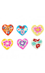 Katsuki beads 10mm Heart flowers Multicolour